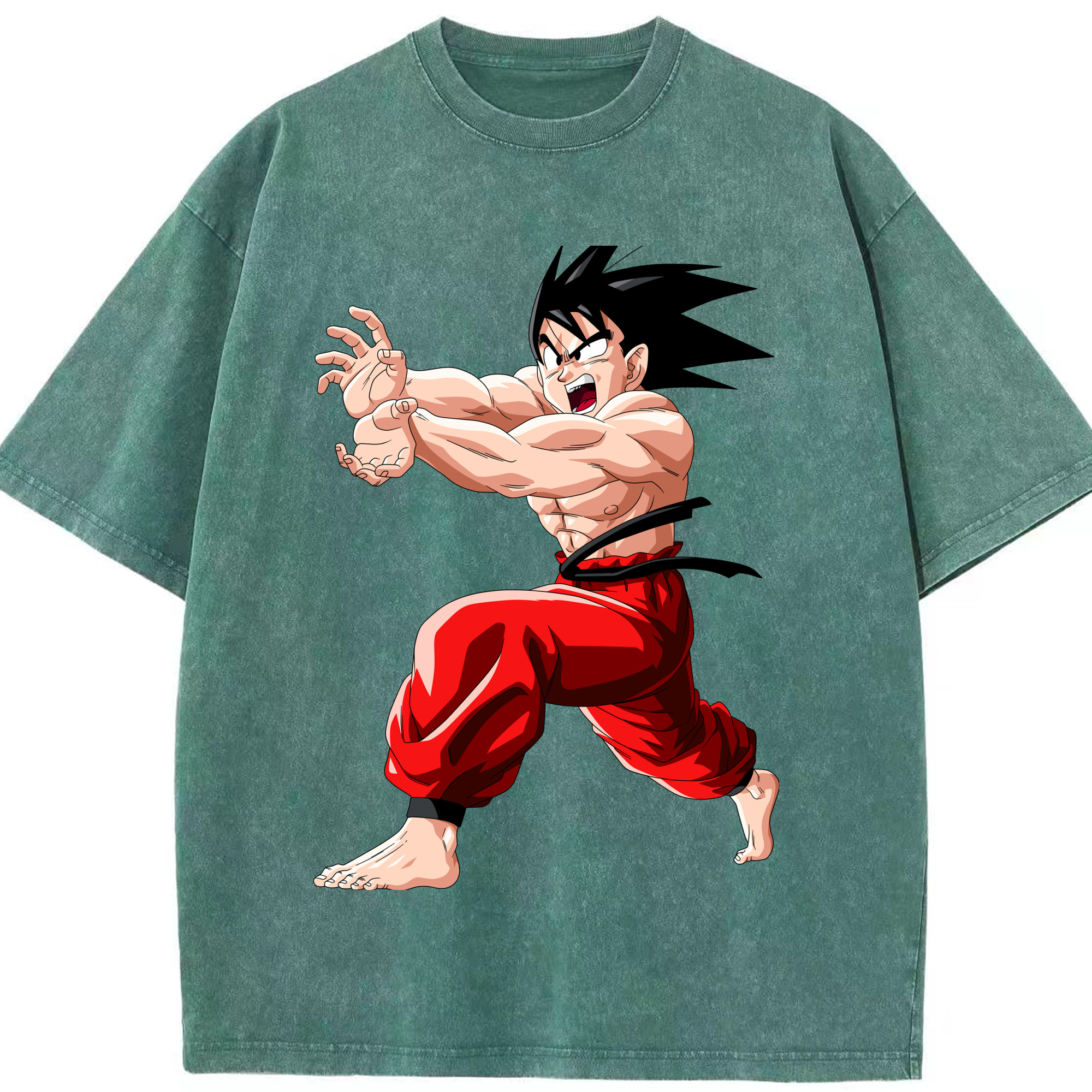（画像用） ドラゴンボール 孫悟空（そん ごくう）Son Goku カカロット DRAGON BALL Kakarotto 綿100% ヴィンテージ風 半袖Tシャツ（フロントプリント）
